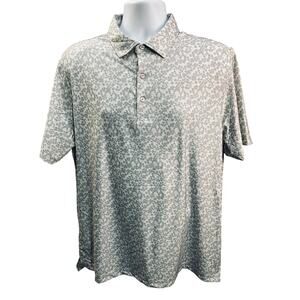 Hickey Freeman Golf Shirt – Gray Floral Pattern – Size Large – Polyester/Spandex